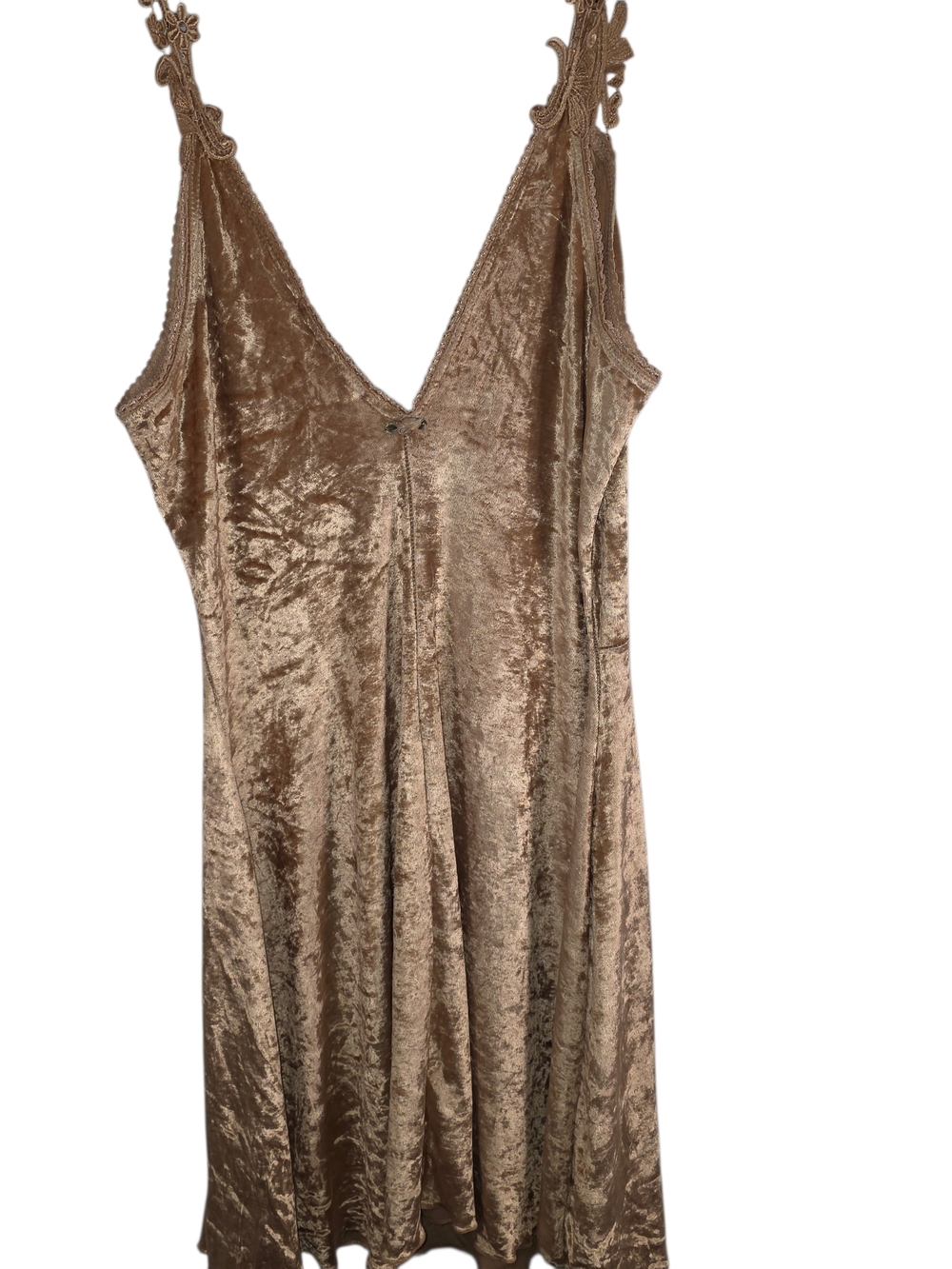 Claire Pettibone Velvet Lace Slip Dress Lingerie M Gold Champagne Boudoir — image 4 of 8